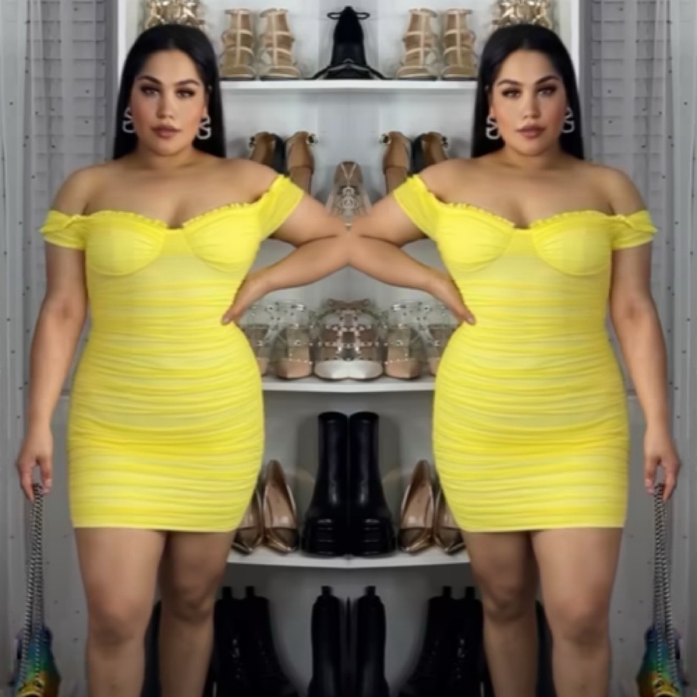 Yellow Mini Mesh Dress